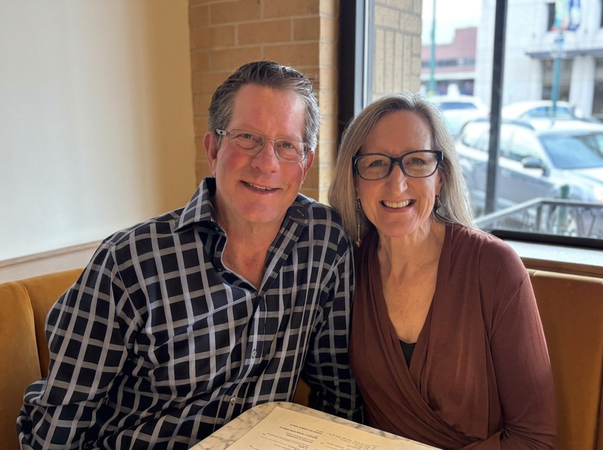 Angie Burkett with a client